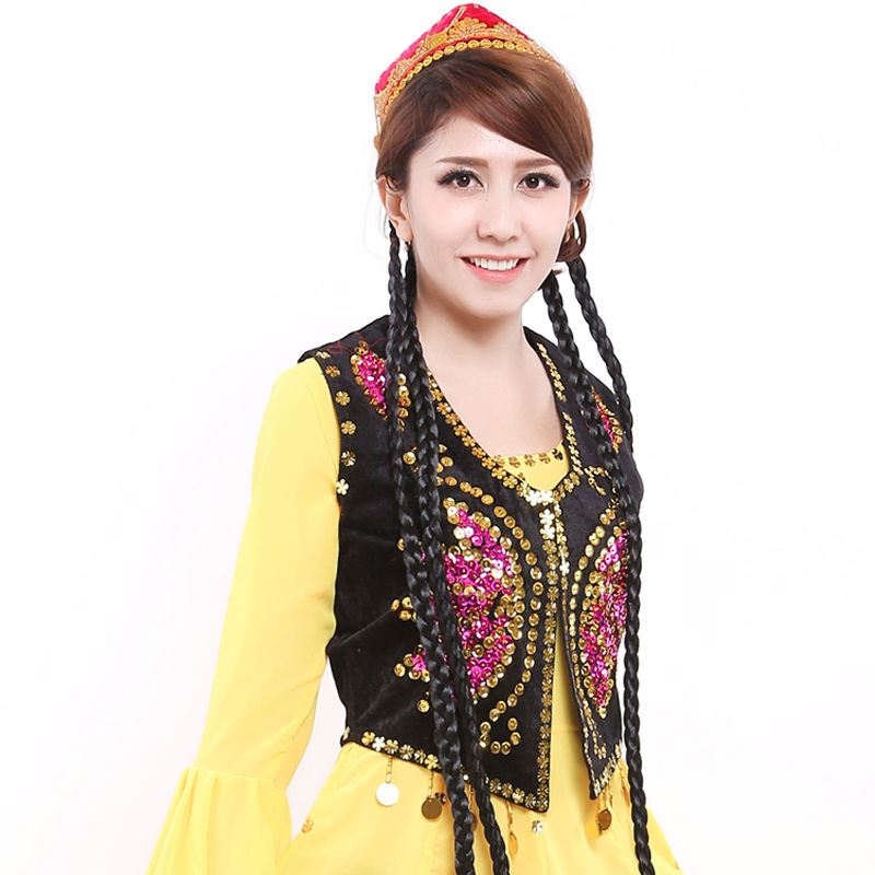 Xinjiang dance suit female adult vest Uyghur hand-embroidered ethnic style sequins costume short vest