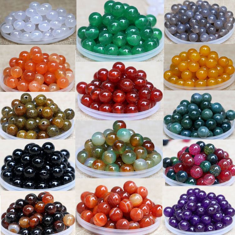 Natural agate loose beads, chalcedony beads, round beads, hand-woven hand chiles, DIY jewelry accessories, factory direct sales