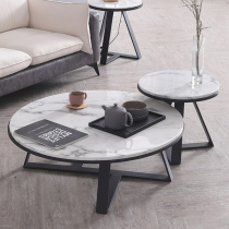 Modern simple marble rock board coffee table side a few combination Nordic light luxury small apartment Net red iron round coffee table