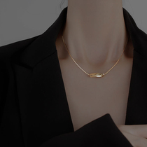 Golden necklace female niche design sense 2021 New Tide simple light luxury Sterling Silver does not fade choker temperament