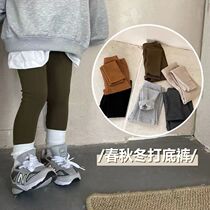 Childrens leggings spring autumn and winter new boys and girls long pants plus velvet thickened warm pants baby wear long johns inside and outside