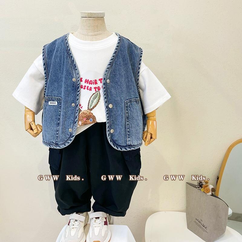 Young child Machia girl child 2022 Chunqiu Han Fan boy Women's baby Comfort Foreign Pie 100 hitch to wear denim