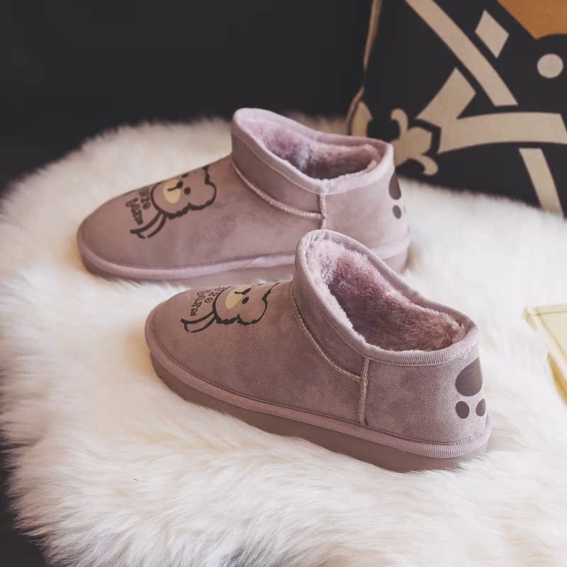 Foreign school cute snow boots women's shoes 2021 new winter short low side short plus velvet padded warm cotton shoes