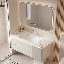 Rock Plate Hot Bend Integrated Basin Bath Cabinet Combined Washbasin Cabinet Toilet Wash Terrace Solid Wood Intelligent Mirror Salle de bains Cabinet