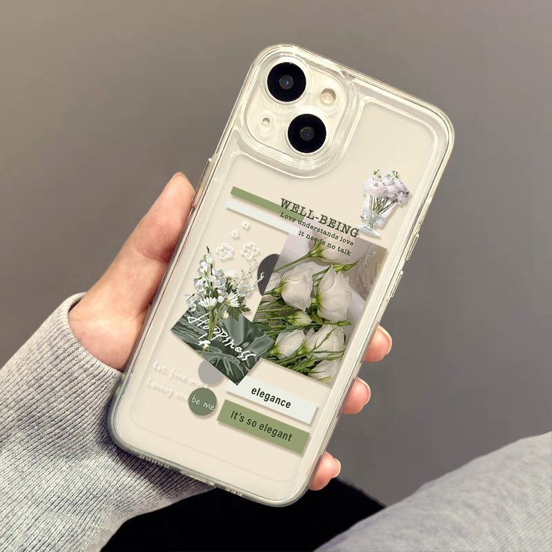 Flower-Themed Sticky Notes Are Suitable for Apple 13 Phone Cases, iPhone 14 Pro Full Coverage, 12 Mini New Model, 11 Pro Max Drop-Proof, X Transparent, 17 for Women, Xr Soft, 15 Silicone, 16 Protective Case, Plus High-End Feel