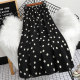 Chiffon retro polka dot A-line skirt women 2022 summer new high waist polka dot swing skirt mid-length umbrella skirt