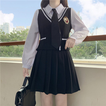 Japanese-made school-for-grid skirt jk uniform student uniform set 2021 new womens wear fake two-piece shirt