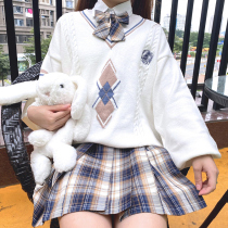 Divine Maiden JK Uniform Skirt Genuine Student Thin Knit Shirt Female Academy Style Sweater Plaid Skirt Set School Uniform Skirt
