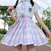 Original jk uniform skirt genuine short-sleeved shirt female Kasuga system department school for plaid skirt set class uniform high school students summer