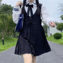 jk uniform suit milk dress college style long sleeve shirt pleated dress childrens two-piece card milk back skirt