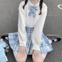 JK uniform basic academic style white shirt Women autumn and winter long sleeve base coat female Japanese lantern sleeve shirt