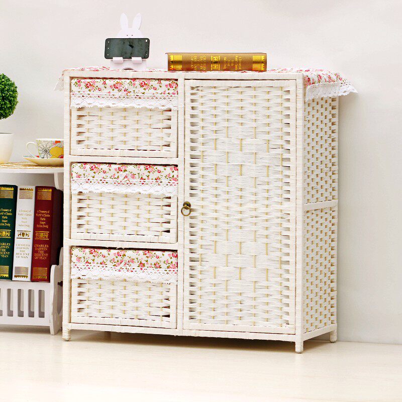 Thickened large rattan drawer type storage cabinet finishing cabinet baby children's baby wardrobe shoe cabinet bedside cabinet