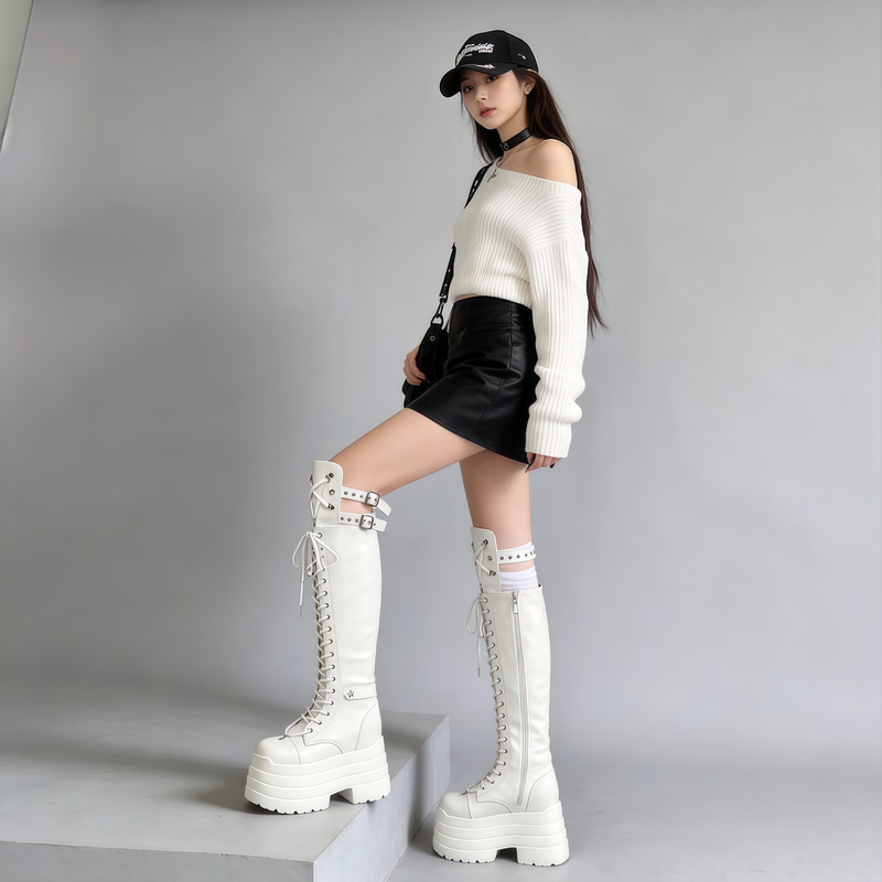 Xiaopotuo's 10cm High-Heeled Platform Boots for Concerts, Long Boots for Exhibitions, Over-The-Knee Riding Boots Xiaopotuo's 10cm High-Heeled Platform Boots for Concerts, Long Boots for Exhibitions, Over-The-Knee Riding Boots