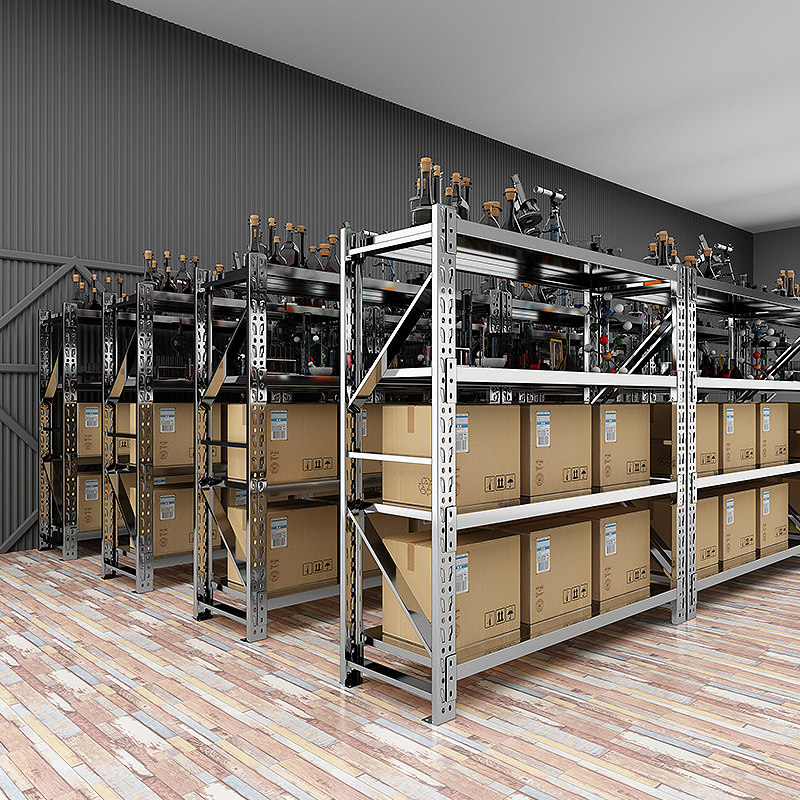 304 stainless steel shelf shelf warehouse kitchen multi-layer storage shelf display rack Heavy thickened iron frame