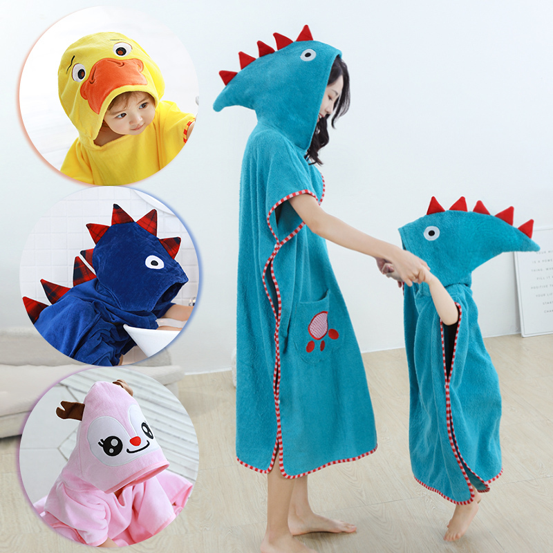 Children's Bath Towel Cape Hooded Bathrobe, All-Cotton, Special for Swimming and Bathing, Pullover Style, Wearable, Pure Cotton, Absorbent, for Boys and Kids