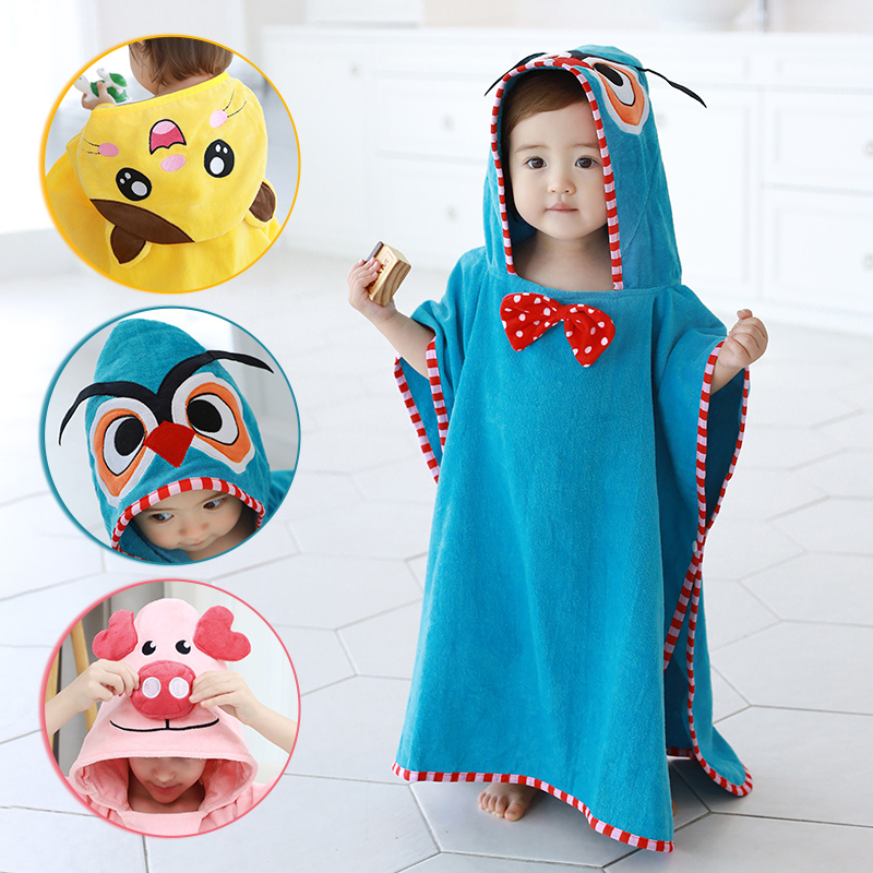 Children's bath towels cloak with hat baby bathrobes swimming towels Home pure cotton water absorbent men and women can wear special large children