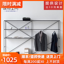 Modern minimalist open hanger wrought iron floor rack multi-layer partition rack clothing store product display rack