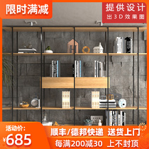 Nordic solid wood rack wrought iron multi-layer shelf rack office home bookshelf creative simple partition shelf