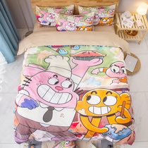 Cartoon cartoon Agana World of four sets of cute students Quilt Cover Dorm Room Dorm Three Sets of Bed Goods Bedrooms