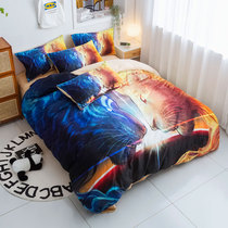 Winter warm crystal suede bed sheet Quilt Cover Four Sets Animal Tiger Wolf Bifacial Plush Coral Suede Dormitory Kit