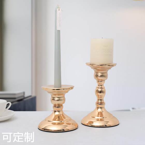 European golden candlestick, Western food, iron art, household candle holder, wedding decoration, modern home decoration, candlelight dinner lamp