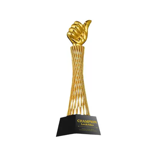 Новый трофей, металлический кран команды большого пальца, номер 123, празднование корпоративного мероприятия