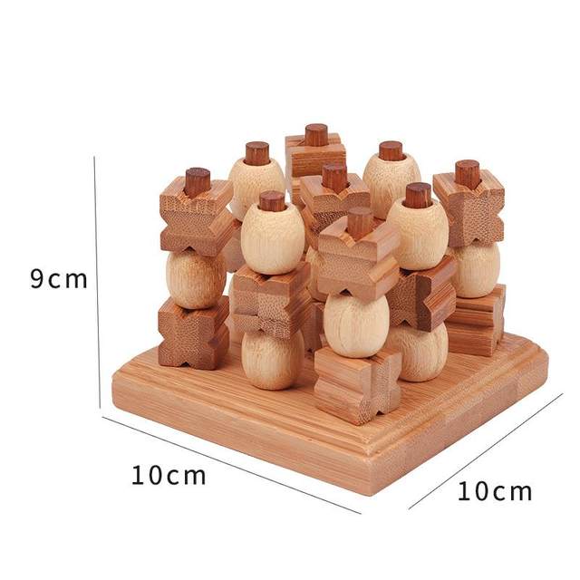 ສາມມິຕິ 3DXO chessboard tictactoe nine-square grid chess bamboo toy toddler toy tictactoe