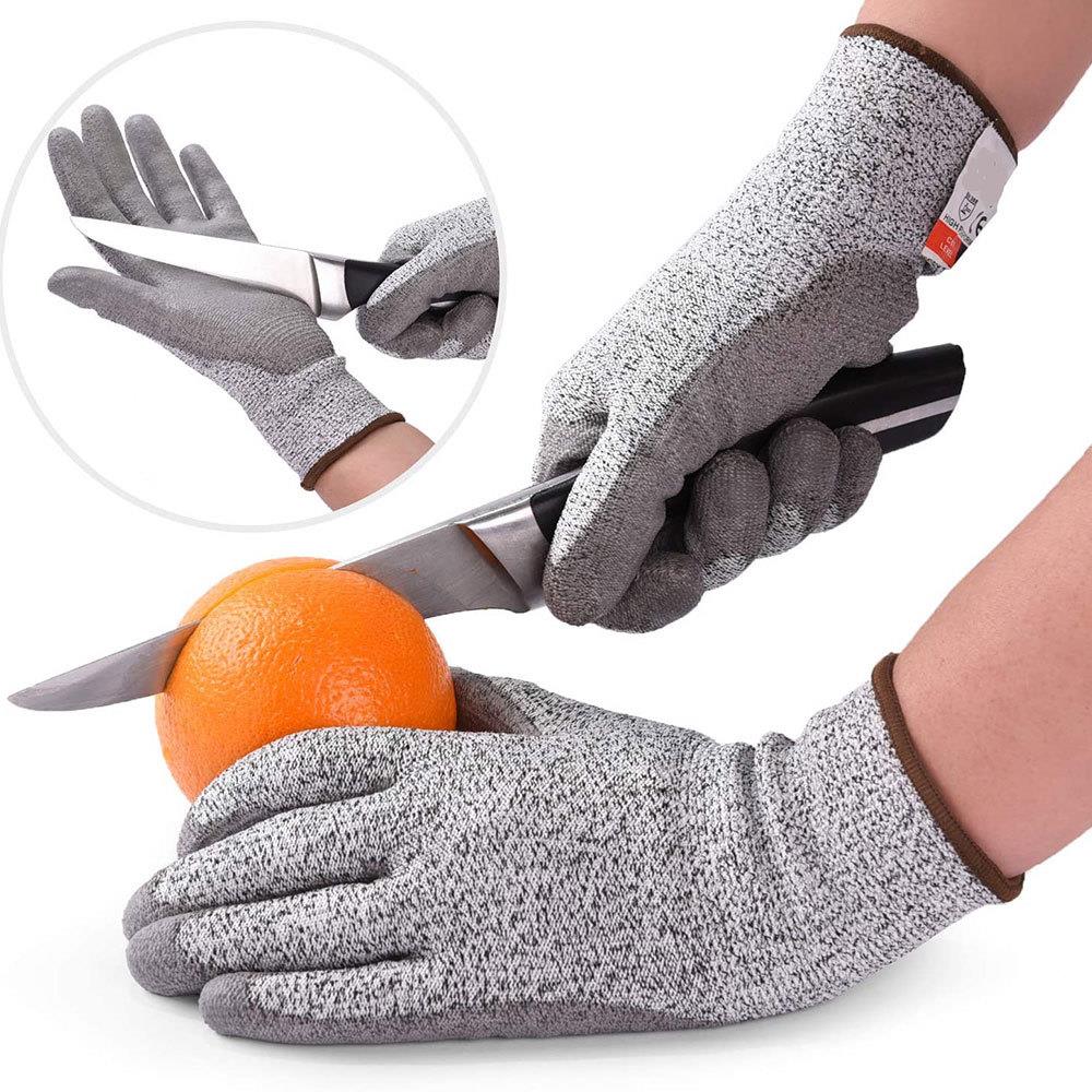 Export Grade 5 Cut Resistant Gloves In Stock HPPE Ultra High Strength Polyethylene Lining PU Coated Work Oil Resistant Gloves
