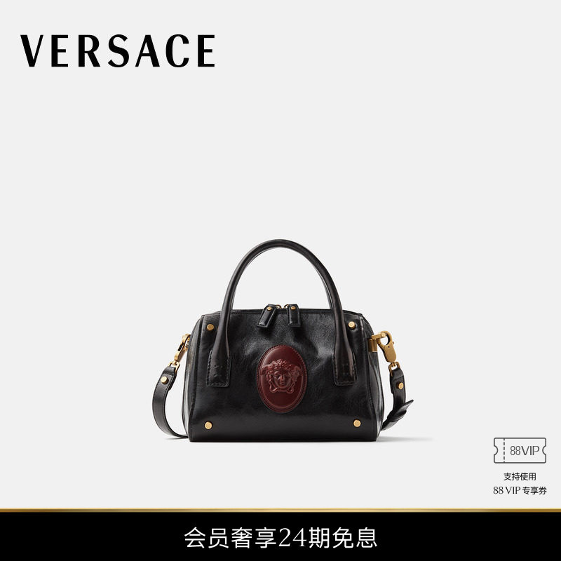 [Same Style as the Show] Versace/Versace Women's Roomy Small Leather Boston Bag