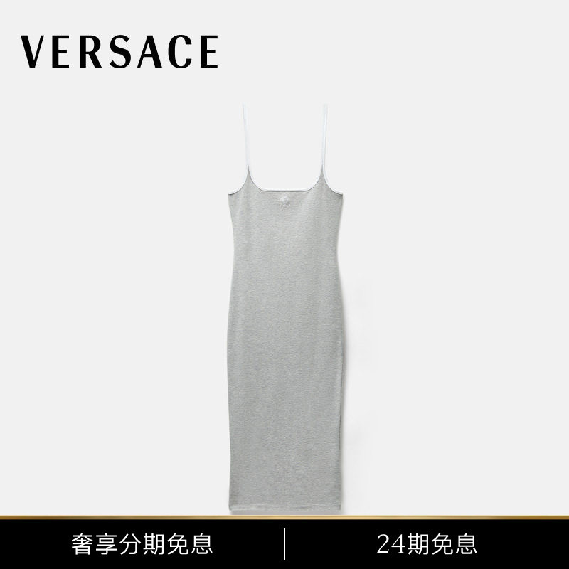 [New Products for Early Autumn] Versace/Versace Women's Embroidered Stretch Jersey Mid-Length Dress