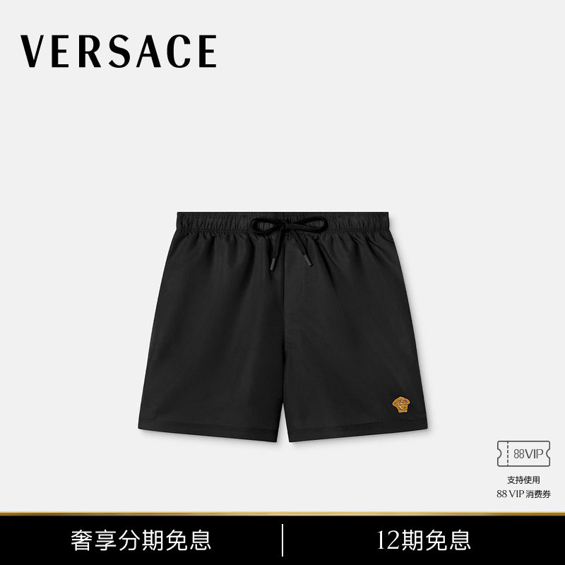 [12 Installments Interest-Free] Versace/Versace Men's Embroidered Medusa Beach Shorts