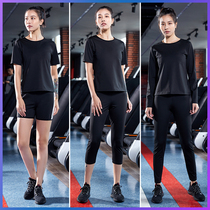 Sweat clothes Womens suit Sweat clothes Gym large size sports black sweat clothes Control body explosion sweat clothes Summer fat burning