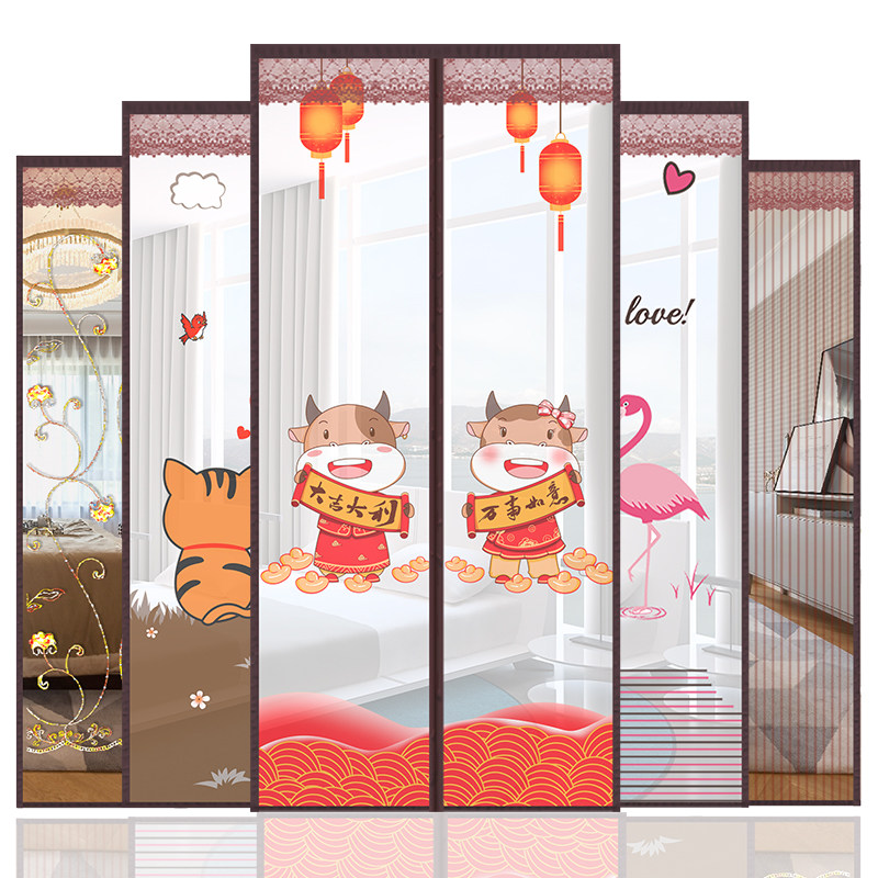 Summer anti-mosquito curtain magic household bedroom magnetic self-suction crypto yarn window and fly net cut curtain