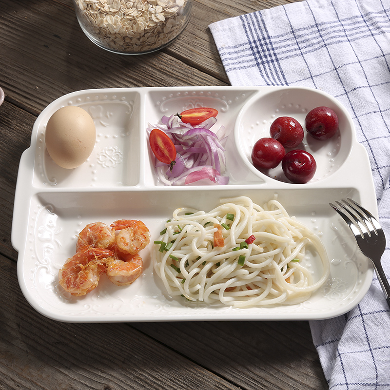 European-style household dinner plate dinner plate breakfast plate children ceramic plate plate student plate fat reduction quantitative plate