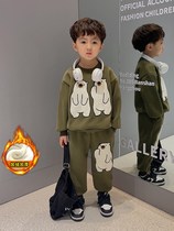 Boys winter clothing gushed clothing suit 2023 new ocean gas baby Childrens autumn and winter thickened handsome air-fried street clothes