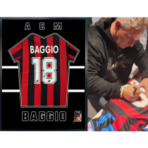 Maillot de football dédicacé de Baggio AC Milan signature instantanée avec certificat