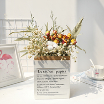 ins Net red Natural air-dried true bouquet Rose branch eternal life paper bag gift Home living room decoration starry sky