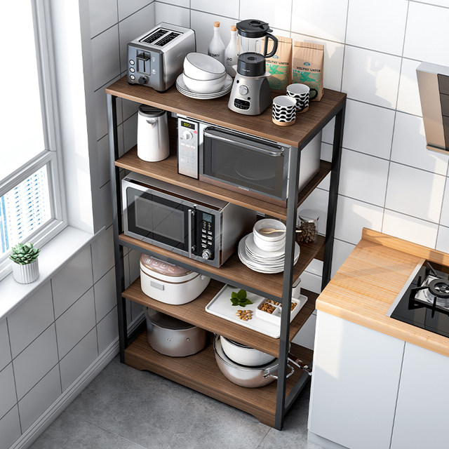 Kitchen storage rack floor-mounted multi-layer household storage rack multi-function pot rack microwave oven seasoning rack shelf shelf