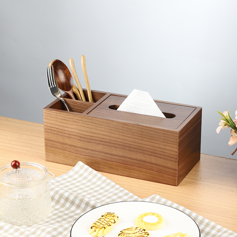 Walnut tissue box new Chinese multi-function remote control storage box desktop living room solid wood drawer paper draw box