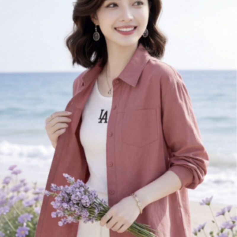 Original Brand Flagship Store for Women's Fashion: Stylish, Casual, Versatile Long-Sleeve Loose Shirt, New Spring Model Xh