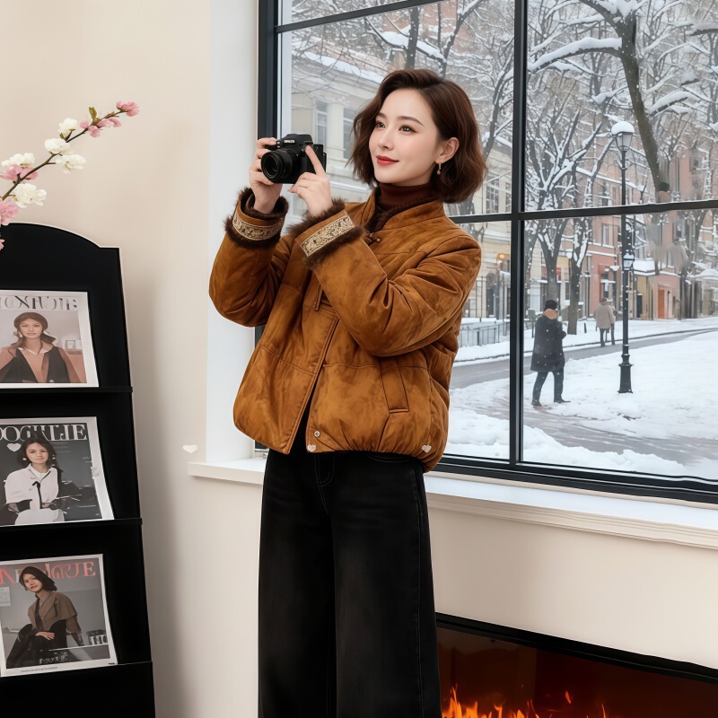 Suding Women's Original Brand official store Fashion New Chinese Style Quilted Thickened Short Cotton Jacket for Winter