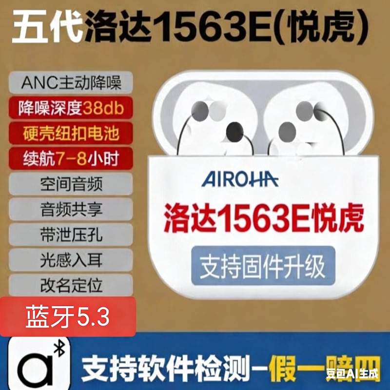 Huaqiangbei Luoda Fifth-Generation Anc True Transparent Active Noise-Cancelling Bluetooth Earphones with Real Light-Sensing Yuehu 1563E