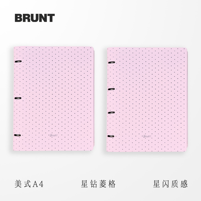 Brunt Star Diamond American-Style Three-Hole A4 Binder Thin Notebook Cover Four-Hole Soft Leather Ring Binder Document Folder