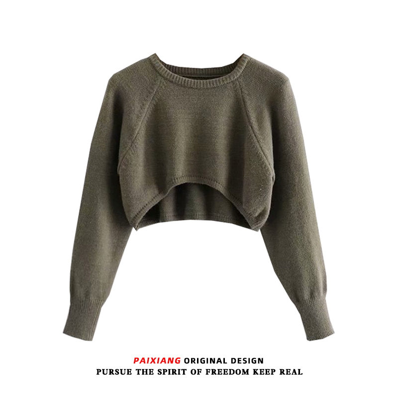 Short Sweater Cardigan for Women, Early Autumn 2026 New Style, Trendy Round Neck Long-Sleeve Knit Top, Versatile Loose Fit
