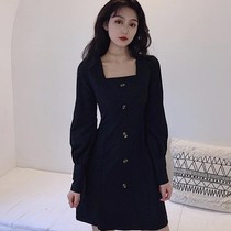Goddess fan long-sleeved super fairy socialite autumn Hong Kong style Western style chic all-match waist thin temperament dress tide
