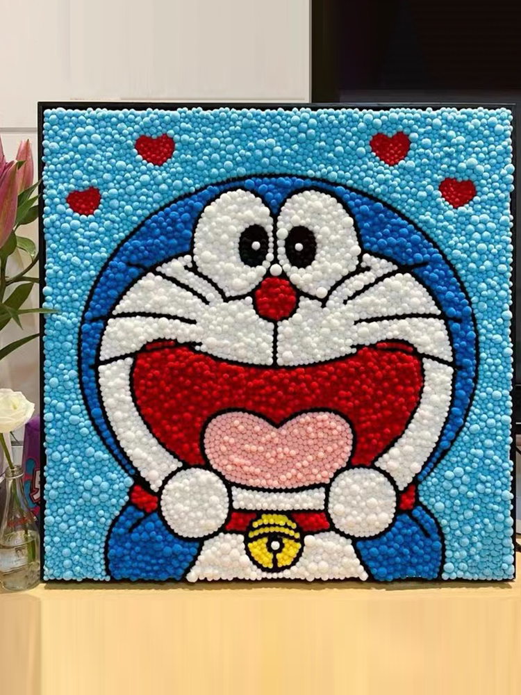 Doraemon Mao Ball DIY qo'l san'ati baxmal tayoqcha bo'yoq dekompressiya to'ri qizil quyoshli ijodiy dekorativ rasm sovg'asi