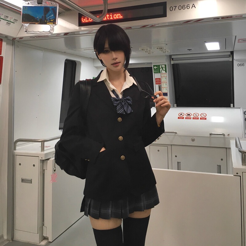 【Waist-Cinching Suit】Jk Heavy-Duty 650g Blazer, Preppy Style Uniform, School-Style Three-Button Black Jacket 【Waist-Cinching Suit】Jk Heavy-Duty 650g Blazer, Preppy Style Uniform, School-Style Three-Button Black Jacket