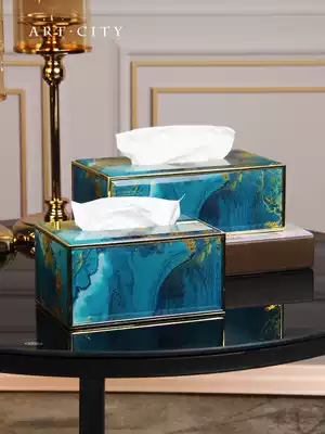 Light luxury style American tissue box ornaments coffee table napkin carton home living room glass sanitary carton table extraction sanitary carton