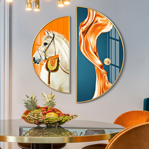 Nordic restaurant decorative painting dining room hanging painting modern simple dining table wall mural creative semicircle horse to success light luxury