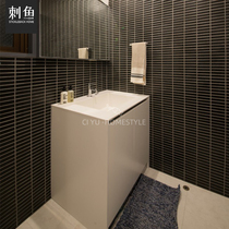 Nordic black and white all-ceramic long mosaic tiles bathroom kitchen wall tiles cafe tooling background wall